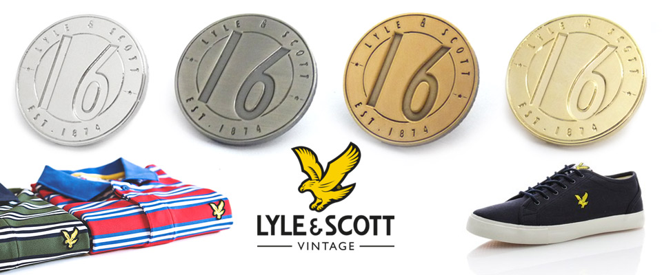 Bespoke pin badges custom made for Lyle & Scott in silver, gold