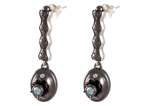 modern black drop earrings with diamonds and precious zircons