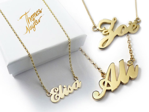 personalised gold Carrie name necklaces
