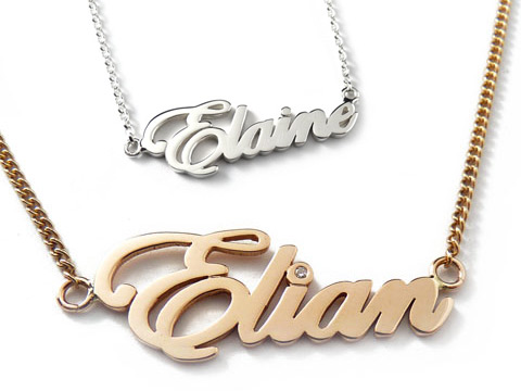 personalised name necklaces handmade from silver and rose gold