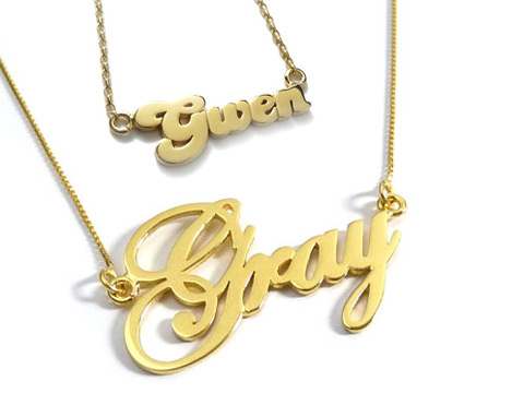 gold plated luxury name necklaces handmade by Thomas Nayler
