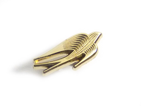 Dainty custom swallow logo lapel pins made for Martell