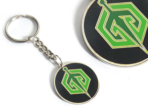silver plated ID double sided enamel keyrings