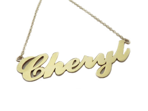 gold plated Cheryl Cole name tag Carrie necklace